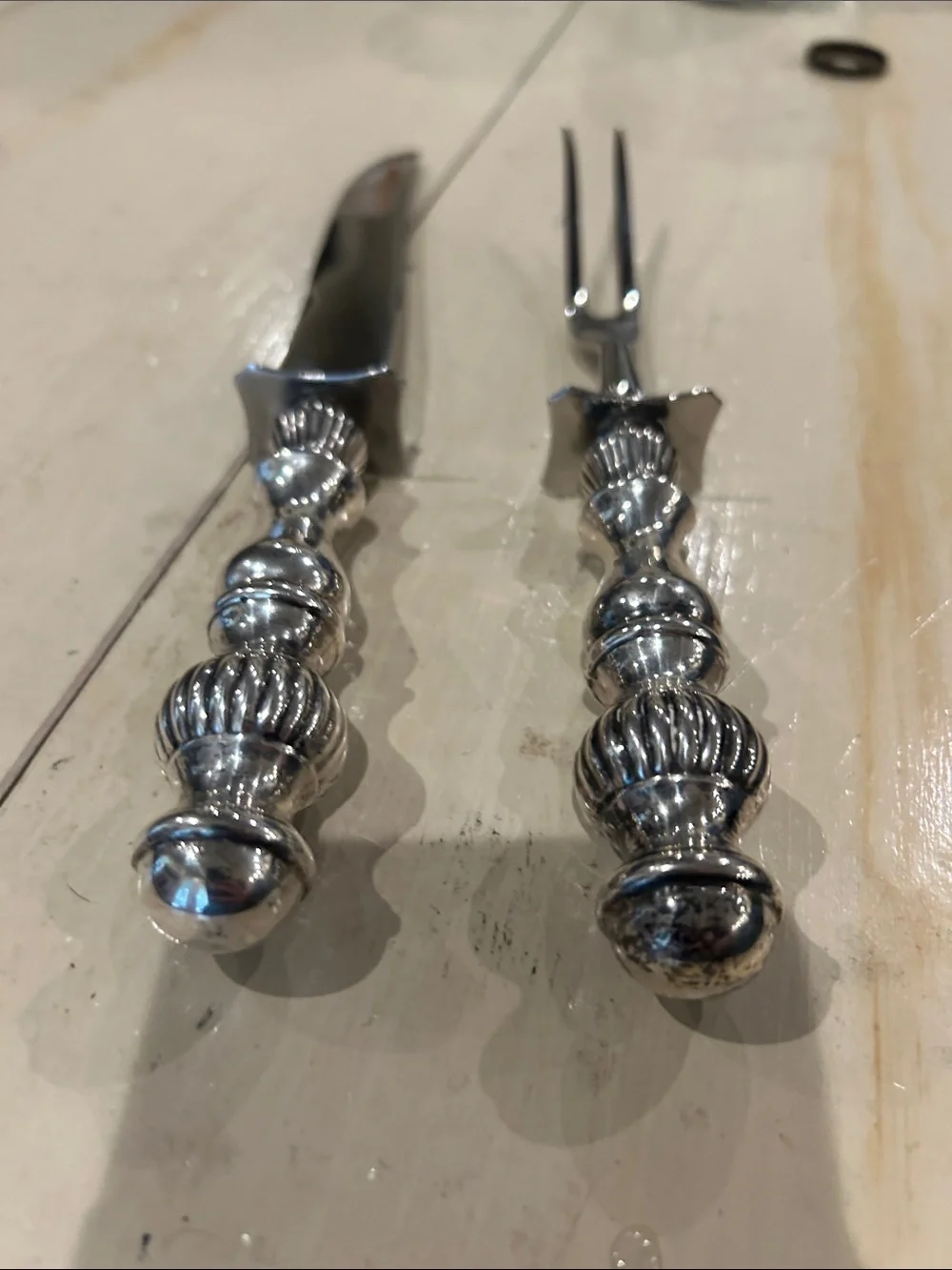 Sterling Silver and Stainless Carving Knife and Fork Set